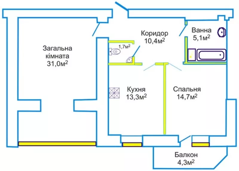 Уютная,  просторная 2-комнатная квартира 2